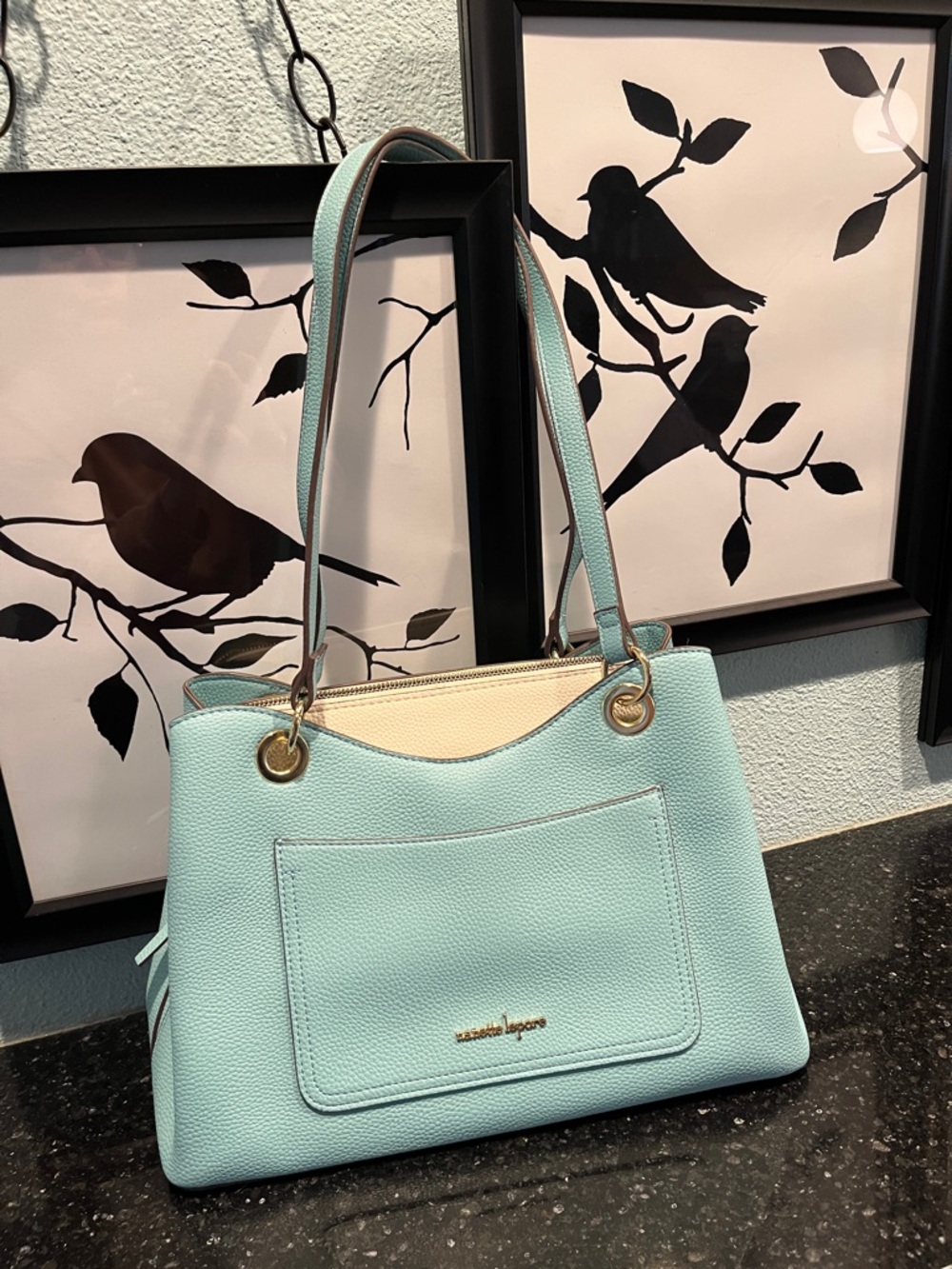 Nanette Lepore Mint Shoulder Bag with Gold Hardware